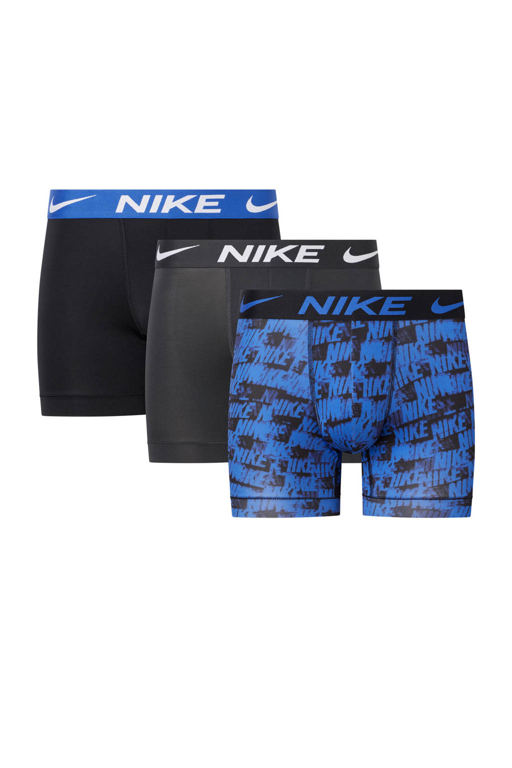 Nike microfiber Dri-FIT sportboxer (set van 3) blauw/grijs/zwart, Blauw/Grijs/Zwart