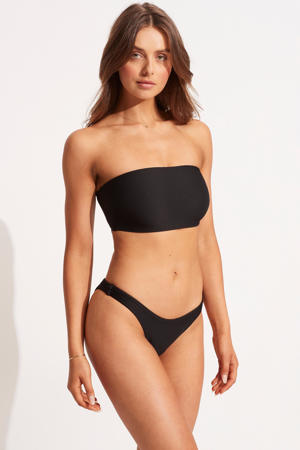 strapless bandeau bikinitop met ribstructuur zwart