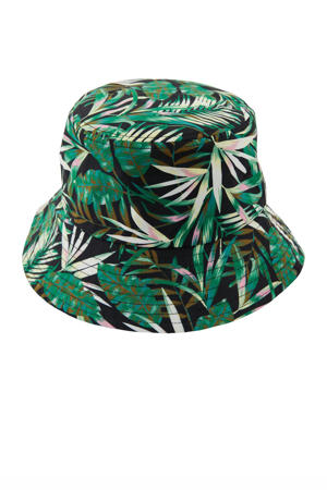 bucket hat PCVELLA met bladprint groen