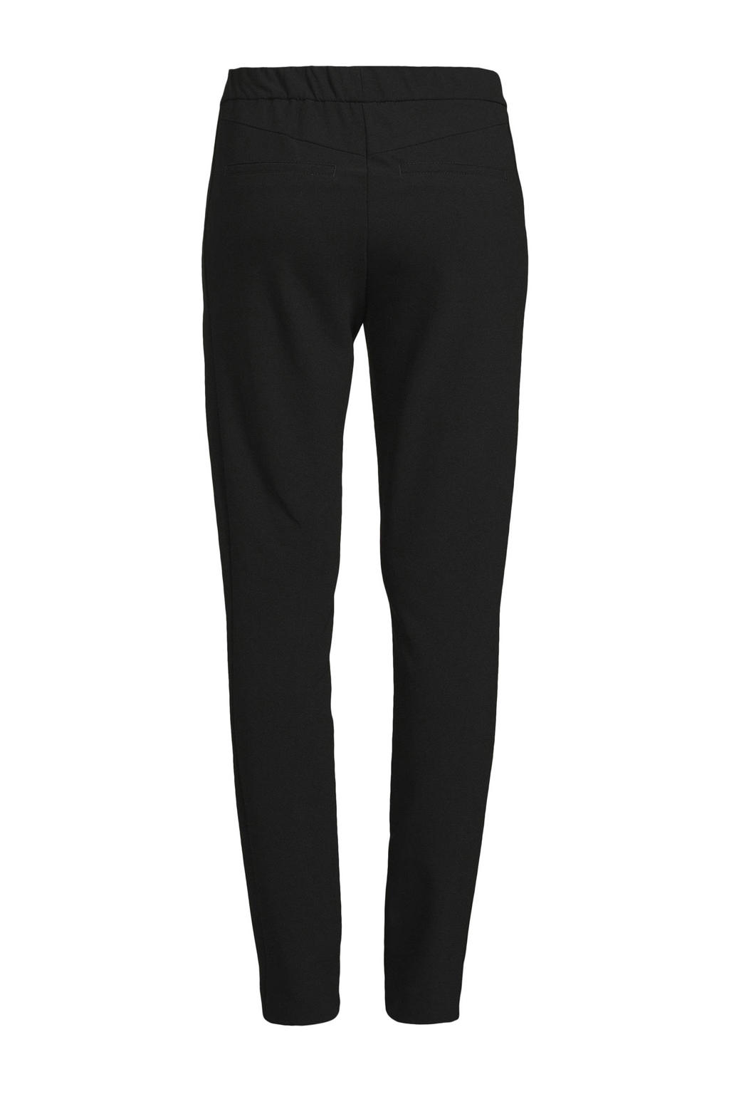 Zwarte dames gardeur slim fit pantalon Zene28 van polyamide met regular waist en elastische tailleband