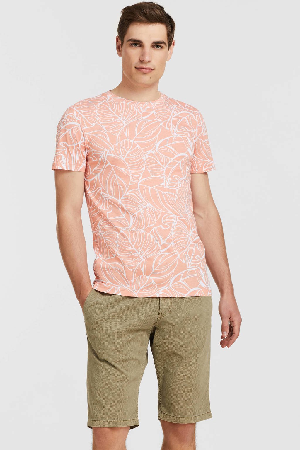 Tom Tailor Denim T-shirt met all over print coral white