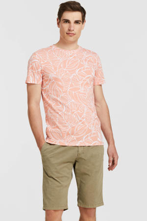 T-shirt met all over print coral white