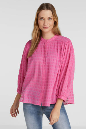 blouse met textuur roze