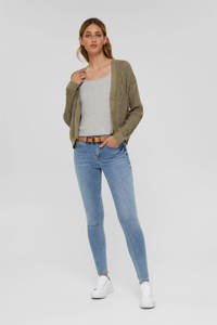 Blauwe dames ESPRIT Women Casual skinny jeans van stretchdenim met regular waist en rits- en knoopsluiting