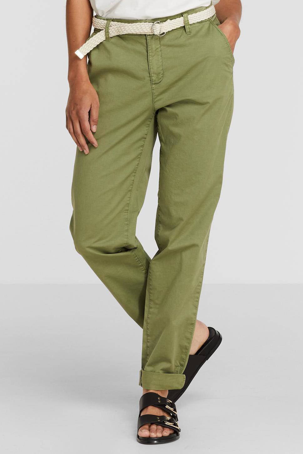 ESPRIT Women Casual slim fit broek groen | wehkamp