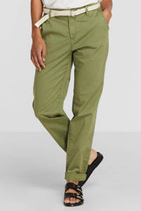 Groene dames ESPRIT Women Casual slim fit broek van katoen met regular waist