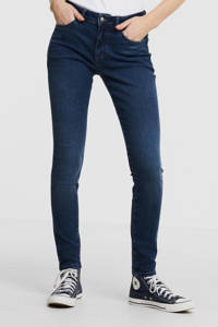 Blauwe dames edc Women skinny jeans van stretchdenim met regular waist en rits- en knoopsluiting
