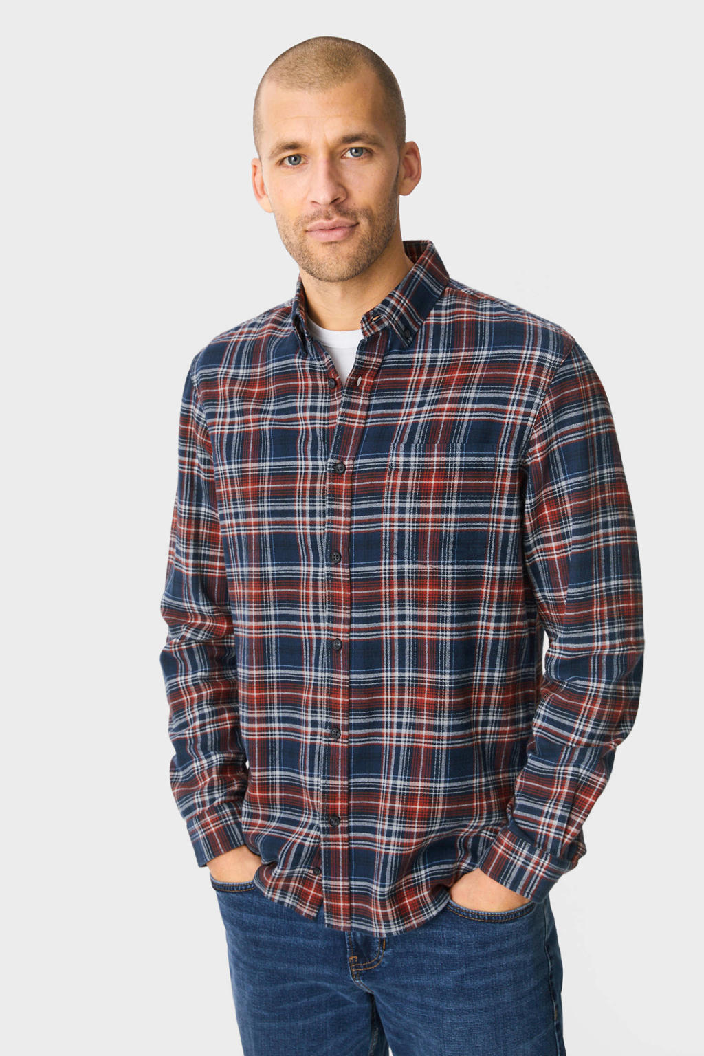PME Legend geruit regular fit overshirt 6192 hedge green