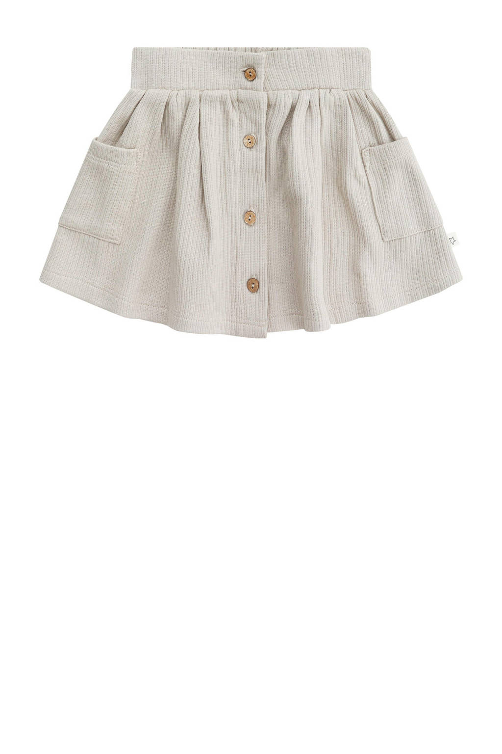 Beige meisjes Your Wishes rok Benthe gemaakt van stretchkatoen en met knoopsluiting