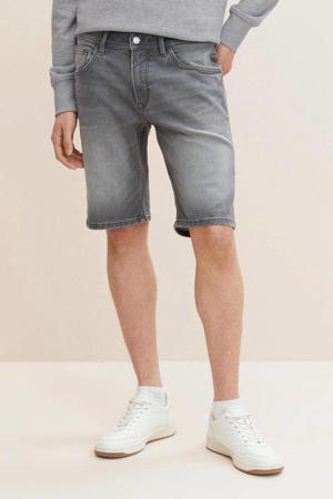 regular fit jeans short used mid stone grey denim