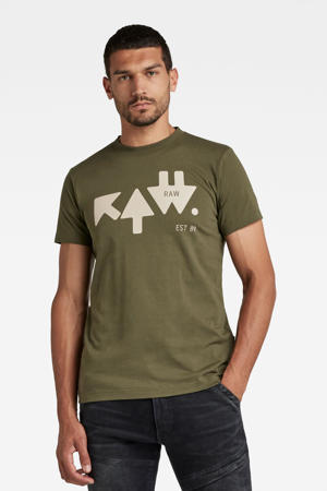 T-shirt van biologisch katoen shadow olive