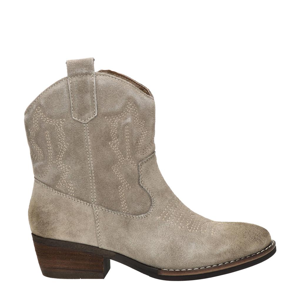 Beige dames Nelson suède cowboylaarzen met ritssluiting