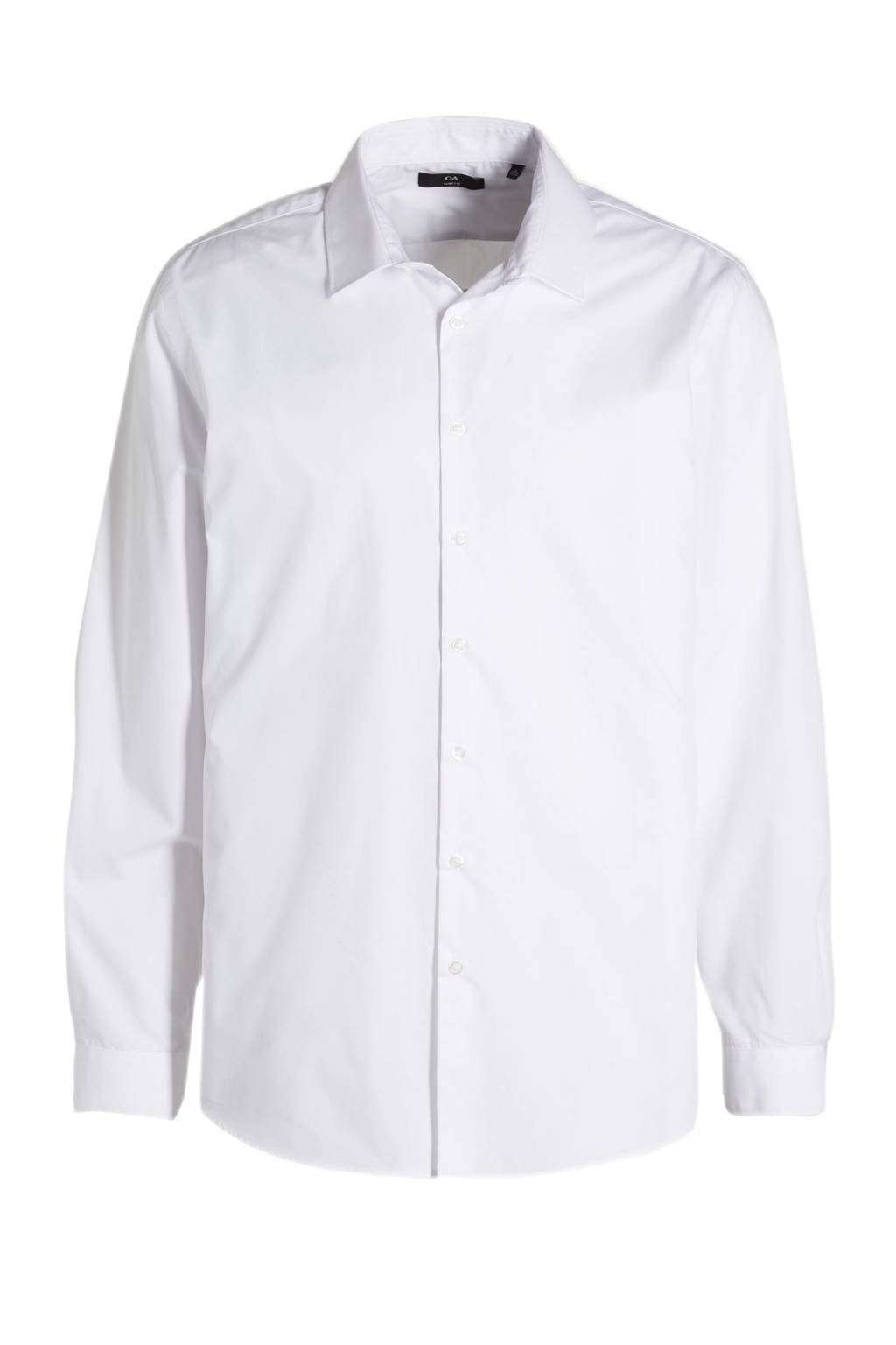 Witte heren C&A regular fit overhemd van katoen met lange mouwen, widespread hals en knoopsluiting