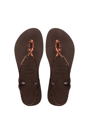 Luna Premium II  sandalen met glitters donkerbruin