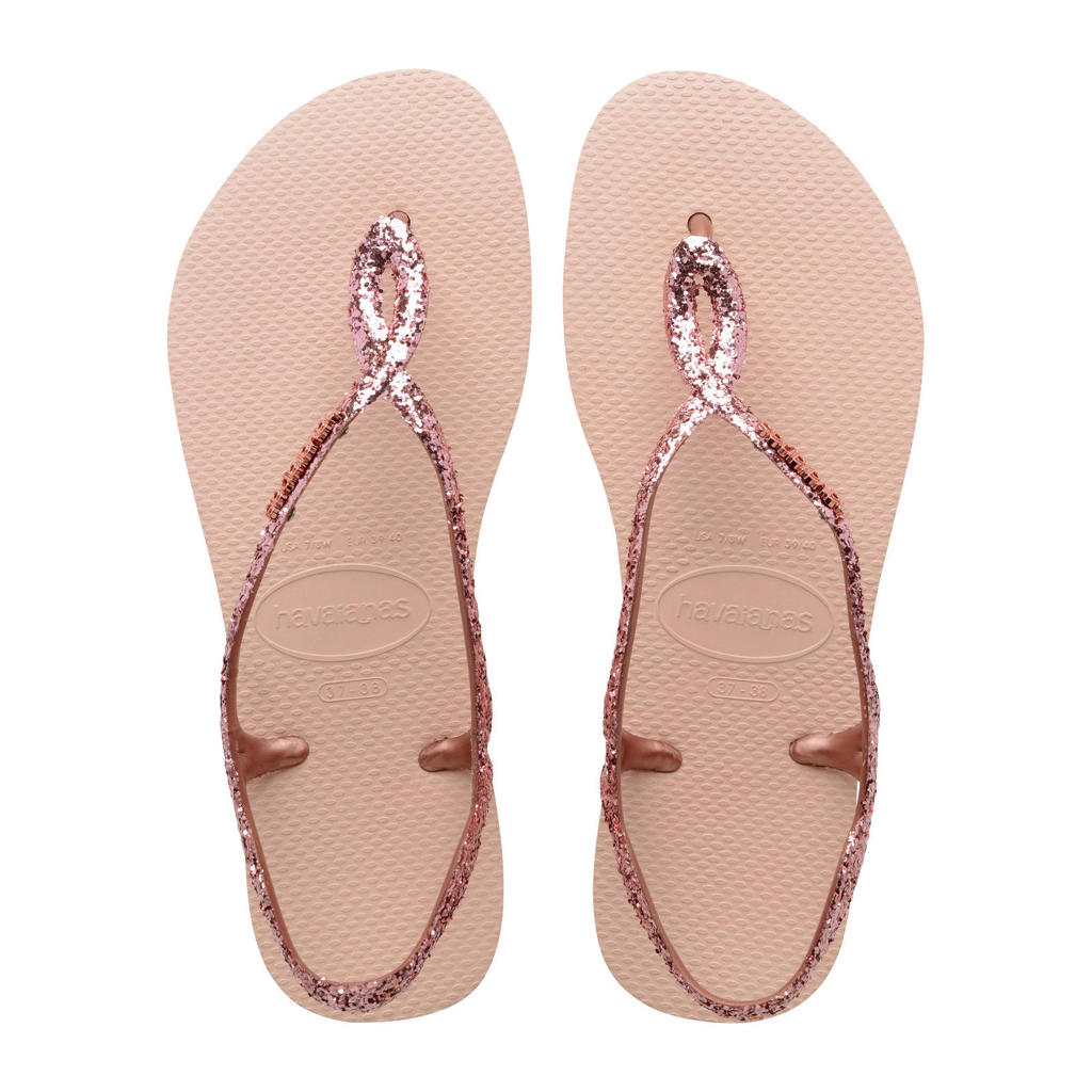 Roze dames Havaianas Luna Premium II sandalen met glitters van rubber 