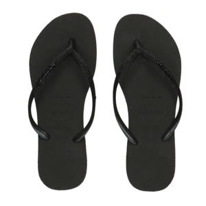 Slim Sparkle II teenslippers met glitters zwart