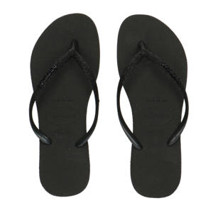 Slim Sparkle II teenslippers met glitters zwart