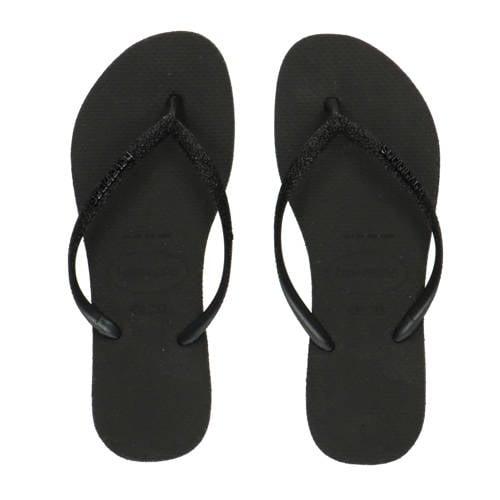 Havaianas Slim Sparkle II teenslippers met glitters zwart afbeelding