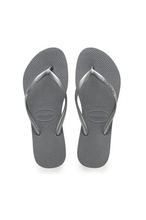 Slim teenslippers grijs
