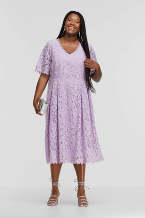 semi-transparante kanten A-lijn jurk EANN met kant lila