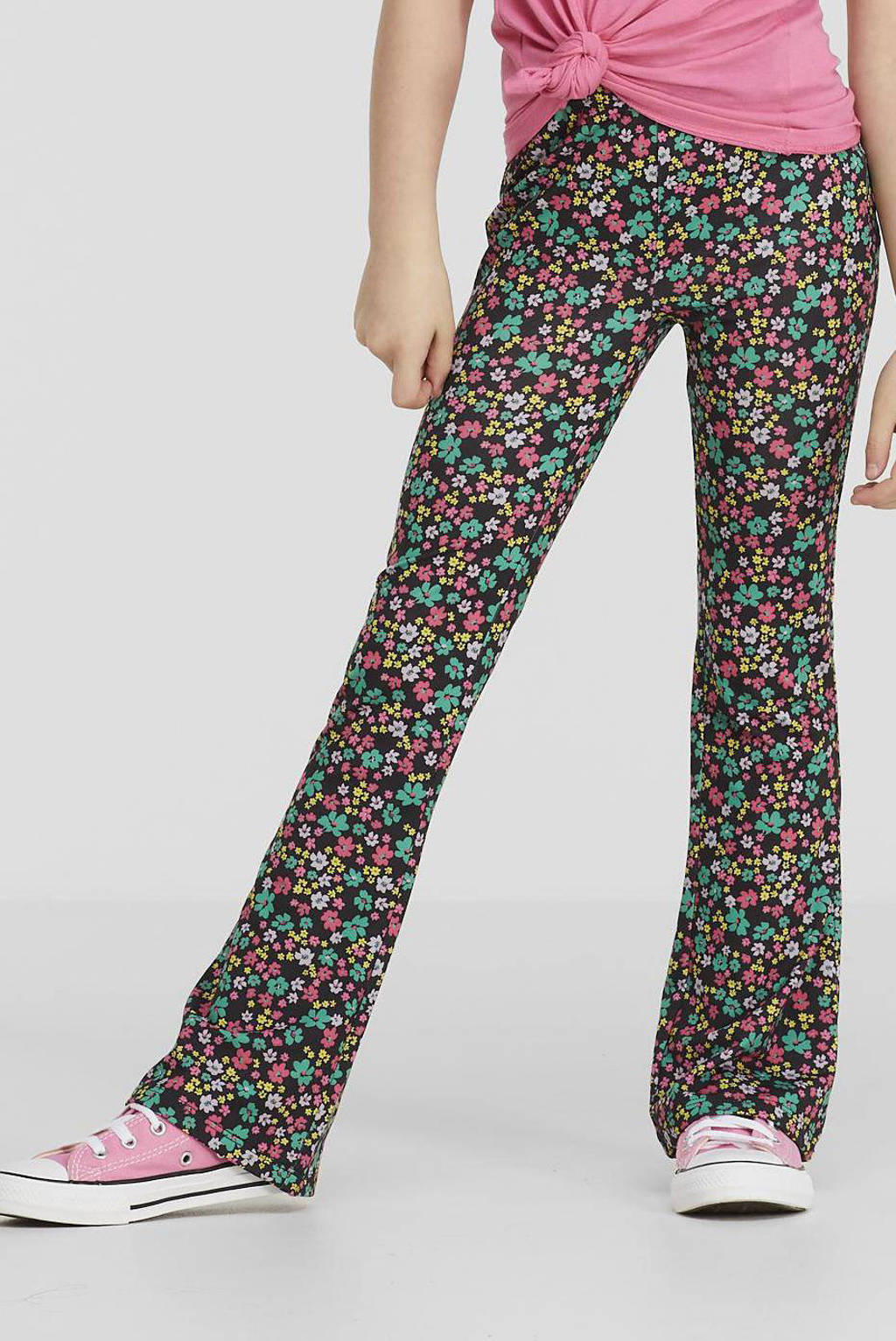 Multikleurige meisjes anytime flared broek van polyester met regular waist en elastische tailleband