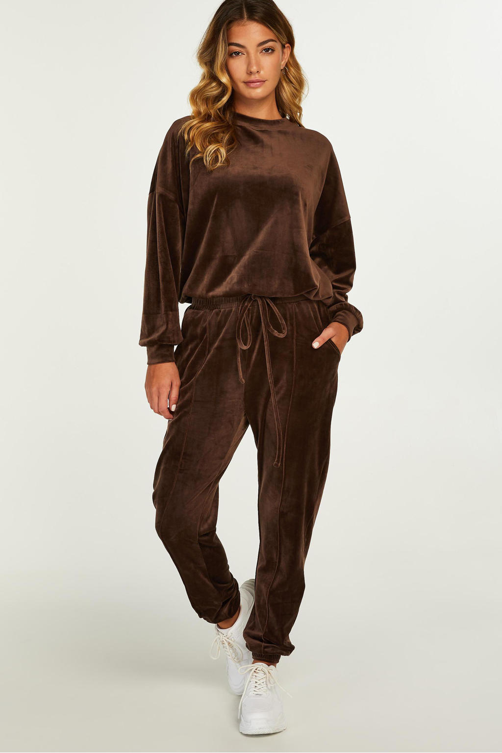 Hunkemöller velours sweater bruin