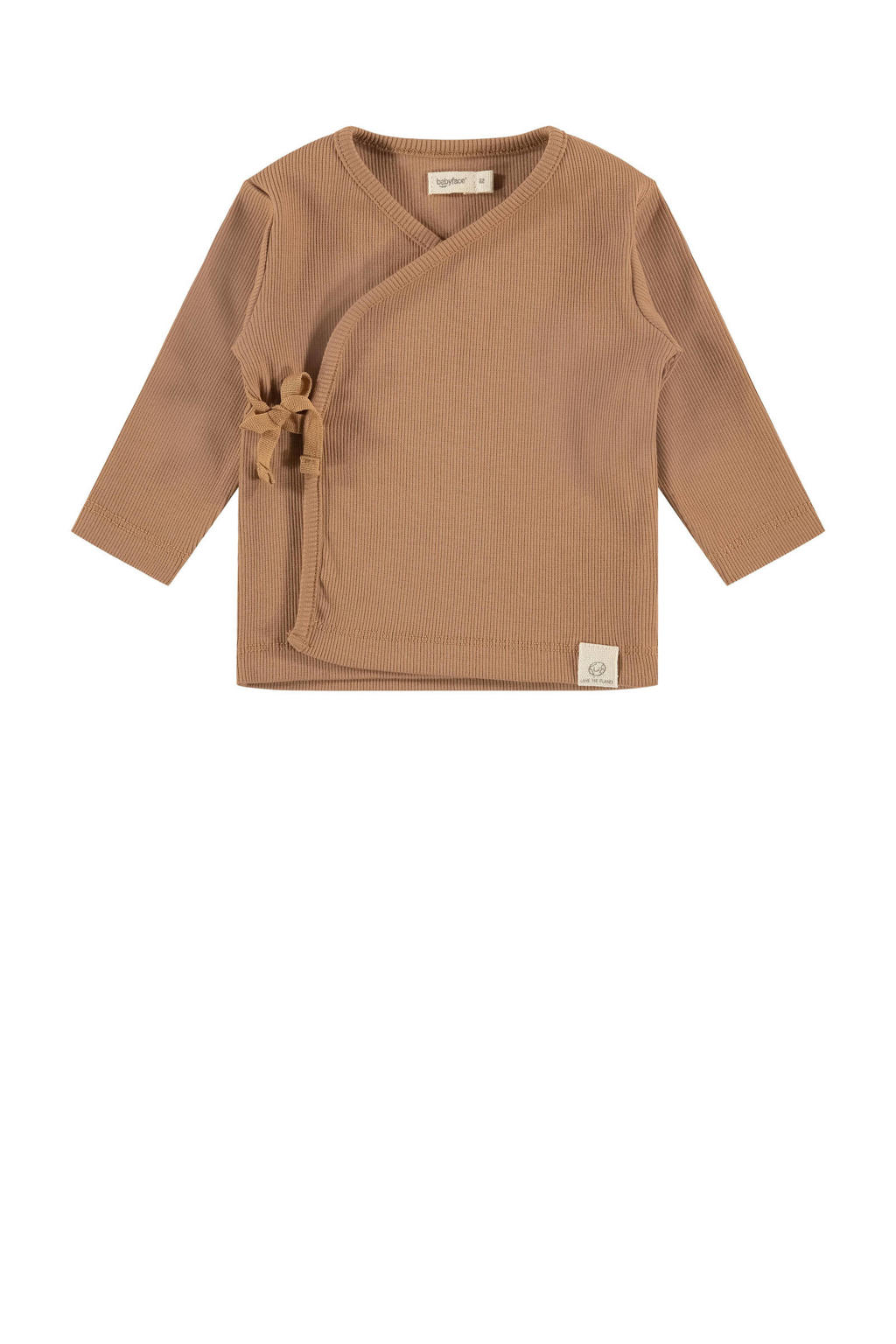 Bruine jongens Babyface newborn baby longsleeve van duurzaam stretchkatoen met lange mouwen en ronde hals