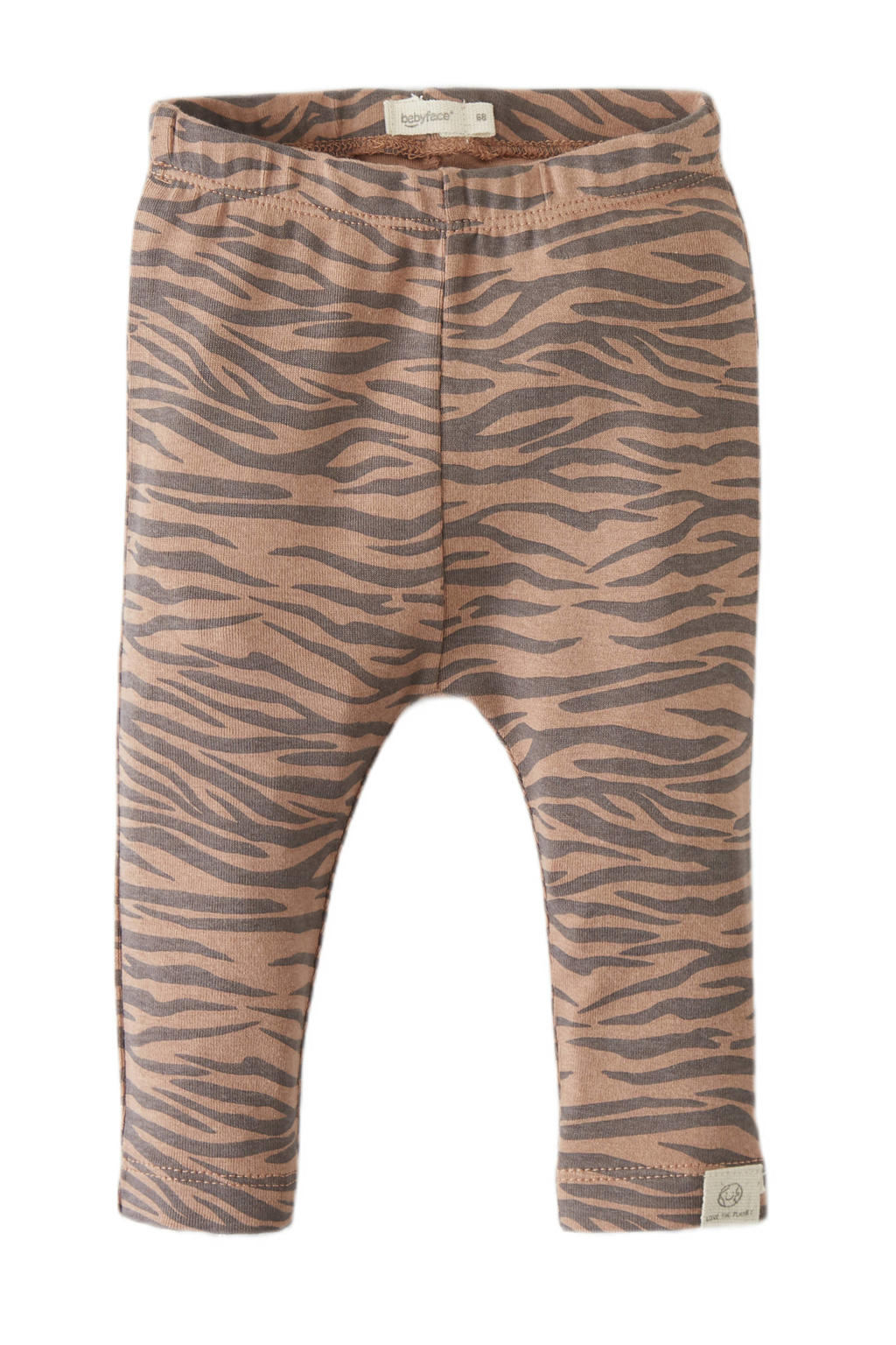 Bruine jongens Babyface newborn baby regular fit broek van duurzaam stretchkatoen met elastische tailleband en dierenprint