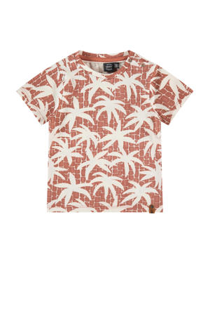 T-shirt met all over print rood/wit