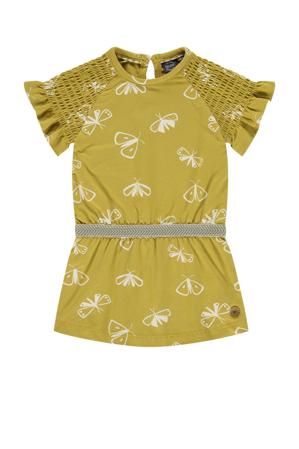 Babyface jurk met all over print en ruches geel