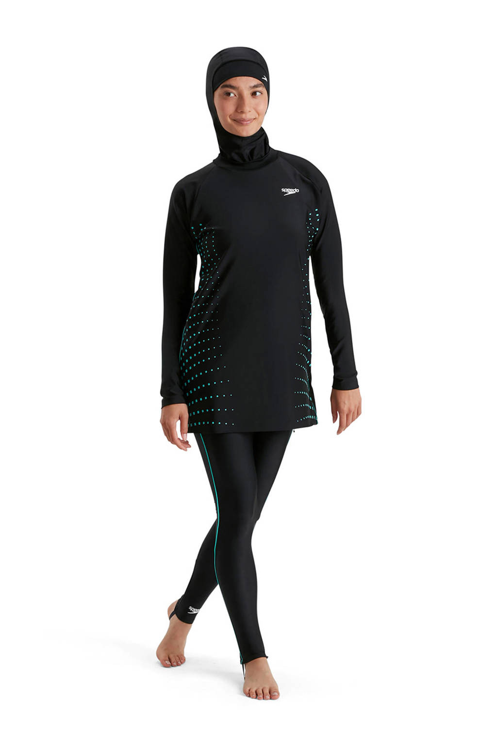 Speedo zwemtuniek met legging en hijab zwart