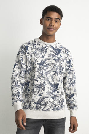 sweater met all over print antique white melee