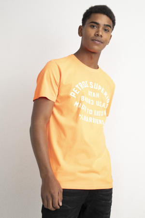 T-shirt met tekst shocking orange