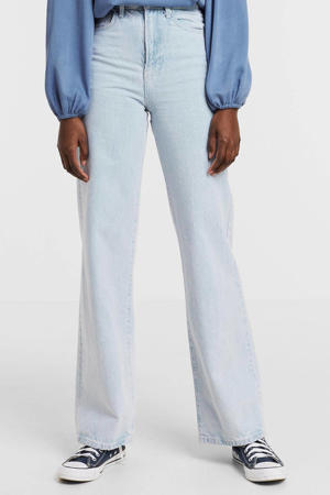 high waist wide leg jeans PCFLIKKA light blue denim