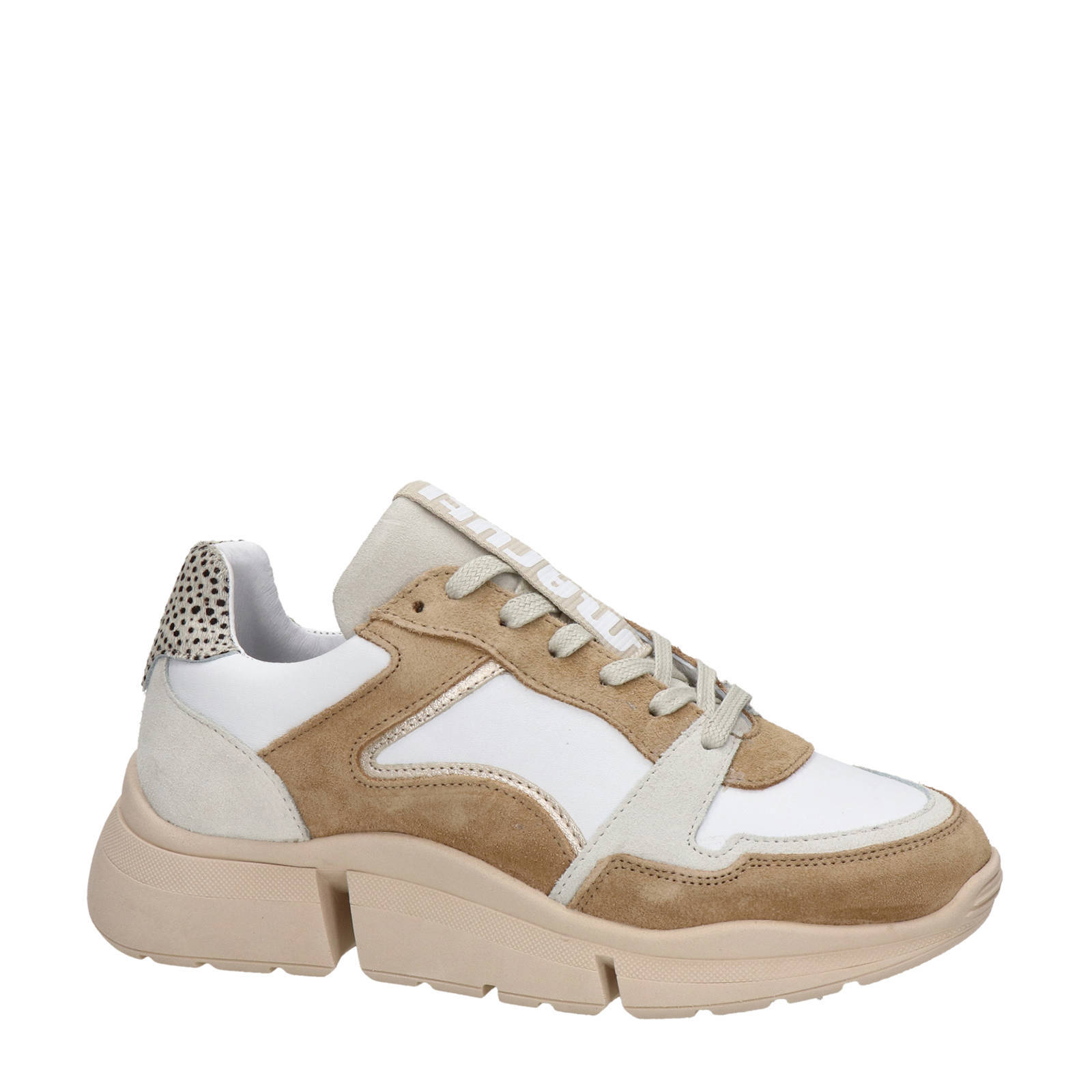 Maruti chunky leren sneakers wit/lichtbruin | wehkamp
