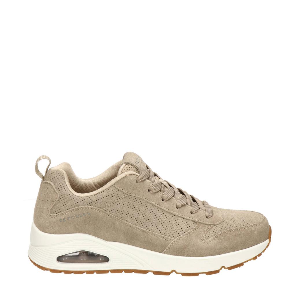 Taupe heren Skechers Uno suède sneakers met veters