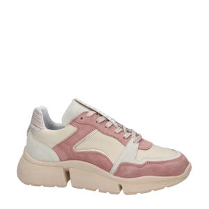   chunky leren sneakers roze/ecru
