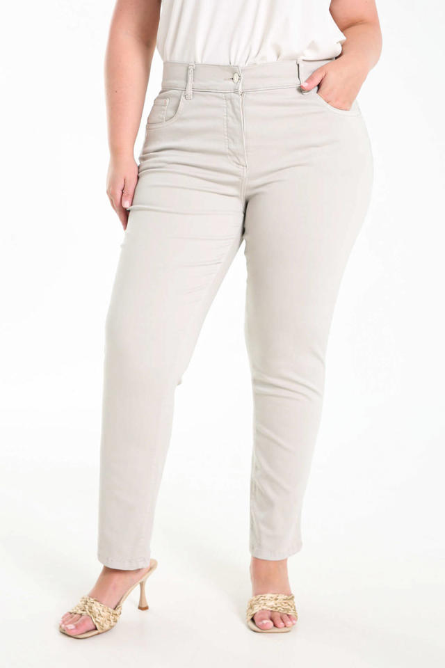 India verrassing pakket PROMISS cropped high waist slim fit jeans lichtgrijs | wehkamp