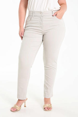 cropped high waist slim fit jeans lichtgrijs