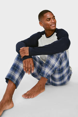 pyjama met ruiten grijs/donkerblauw