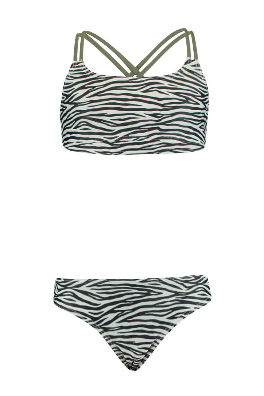 CoolCat Junior crop bikini Yosi met zebraprint zwart/wit