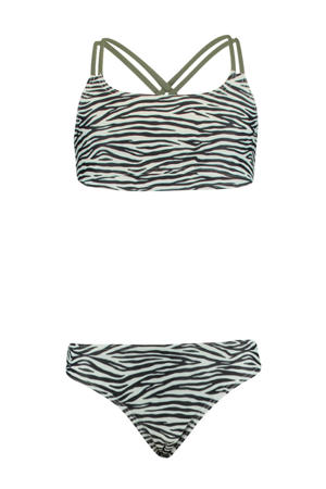 crop bikini Yosi met zebraprint zwart/wit