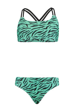 crop bikini Yosi met zebraprint turquoise/zwart