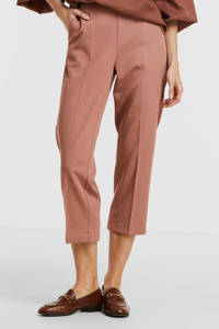 Oudroze dames Kaffe cropped high waist wide leg broek van polyester met elastische tailleband