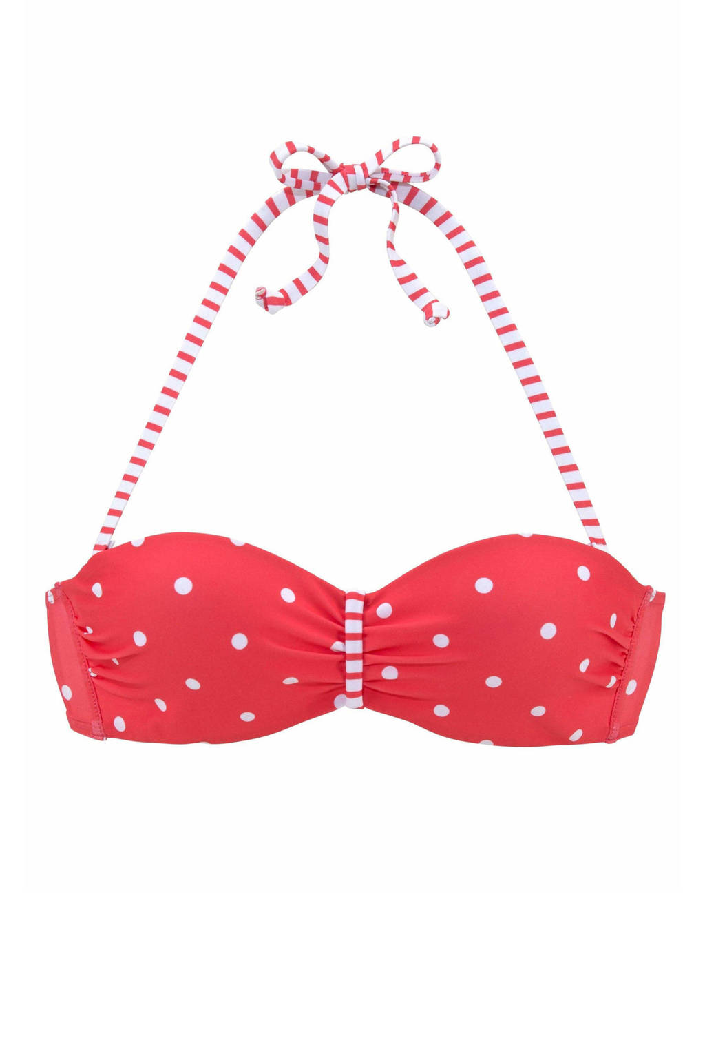 s.Oliver strapless bandeau bikinitop met stippen rood/wit