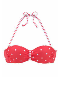 s.Oliver strapless bandeau bikinitop met stippen rood/wit