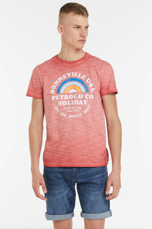 T-shirt met printopdruk bright coral