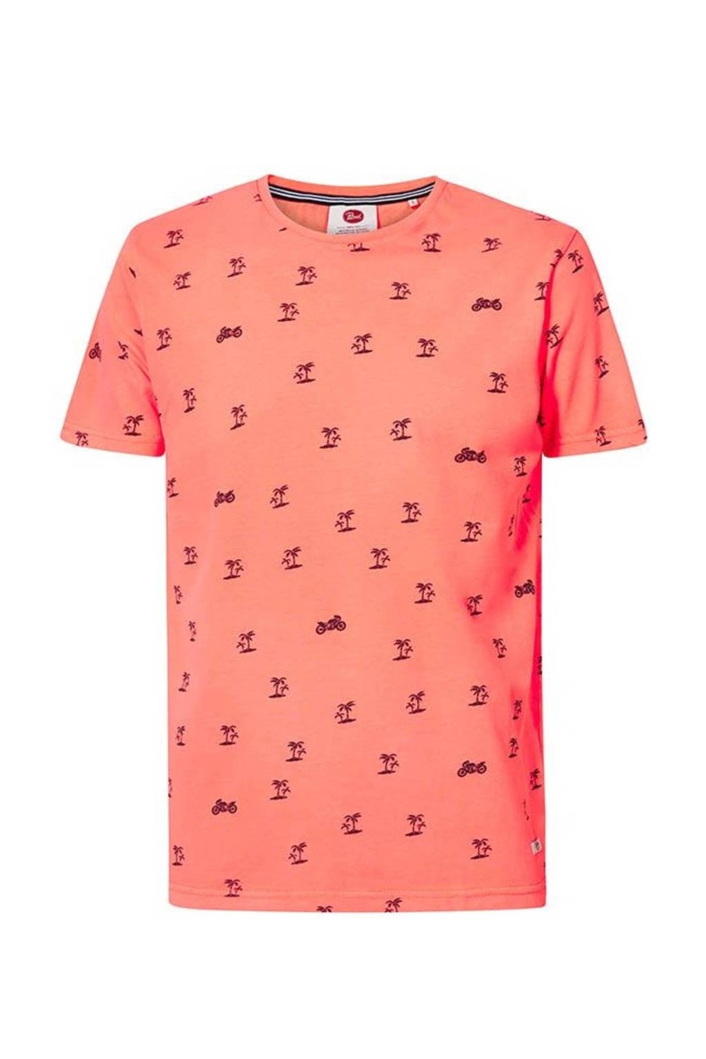 Petrol Industries T-shirt met all over print fiery coral
