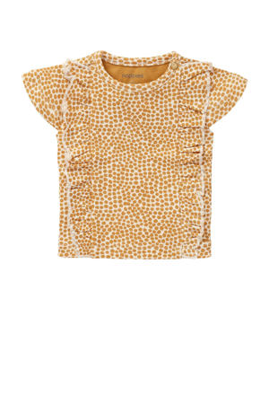 baby T-shirt Alcorcón  met all over print en ruches oranje