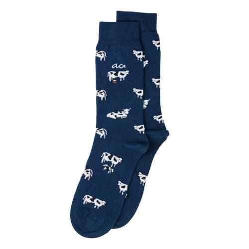 Alfredo Gonzales sokken met all-over koeienprint donkerblauw afbeelding